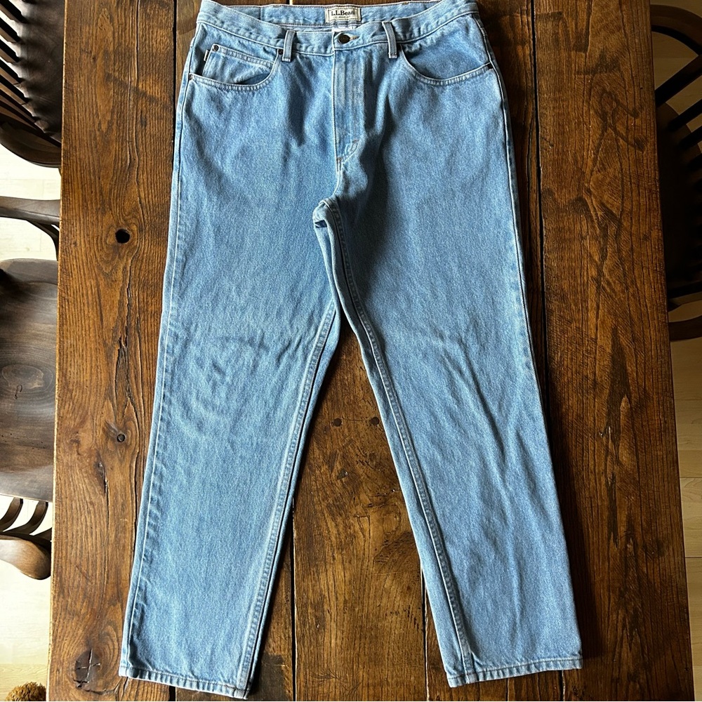 LL Bean Men's Double L Jeans Classic Straight Leg 100% Cotton Blue Jeans 36x30